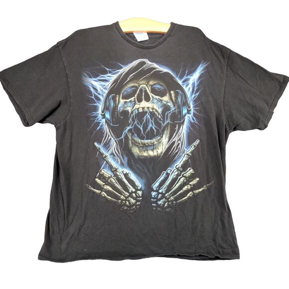 Delta Pro Weight Rock And Roll Skeleton T-Shirt Womens XL Black Preshrunk Cotton - Picture 1 of 13